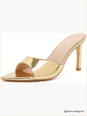 Women's Pointed Open Toe Mule Heels Slip On Stiletto Party Shoes